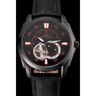 Best Quality Swiss IWC Pilot's Watch Black Dial With Orange Markings Black Plated Stainless Steel Case Black Leather Strap 1453737