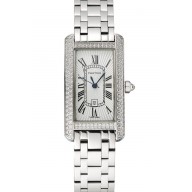 Cartier Tank Americaine White Dial Diamond Bezel Stainless Steel Case And Bracelet 1453777