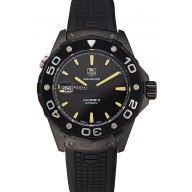 Copy Best Quality Swiss Tag Heuer Aquaracer Calibre 5 Black Dial Black Bezel Black Case Black Rubber Strap