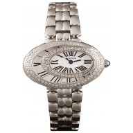 Copy Cartier Baignoire Hypnose White Dial Diamonds Steel Case Steel Bracelet
