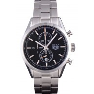 Copy Tag Heuer SLR Polished Stainless Steel Case Black Dial Stainless Steel Strap
