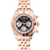 Fake Breitling Chronomat Quartz Dark Blue Dial Rose Gold Case And Bracelet