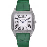 Fake Cartier Santos 100 Diamond Silver Bezel 621929