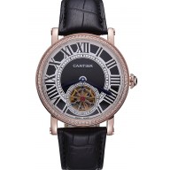 Fashion Knockoff Cartier Rotonde Flying Tourbillon Diamonds Black Dial 621951