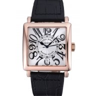 Franck Muller Master Square White Dial Gold Case Black Leather Band 622354