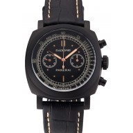 High Quality Imitation Swiss Panerai Radiomir 1940 Chronograph Black Dial Black Ionized Case Black Leather Strap