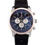 High Quality Replica Breitling Transocean Black Dial Black Rubber Strap Rose Gold Bezel 98208