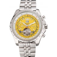 Imitation Breitling Bentley Mulliner Tourbillon Yellow Dial Stainless Steel Case And Bracelet 622734