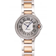 Imitation High Quality Swiss Cartier Ballon Bleu 40 MM Diamond Dial Diamond Case Rose Gold And Staineless Steel Bracelet 1453885