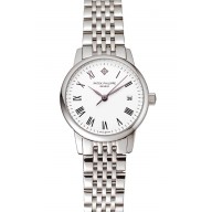 Imitation Patek Philippe Calatrava Ladies White Dial Stainless Steel Case And Bracelet 1453834