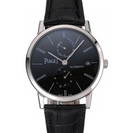 Imitation Piaget Altiplano Date Black Dial Stainless Steel Case Black Leather Strap