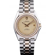 Imitation Tudor Swiss Classic Prince Date Stainless Steel Case Rose Gold Ribbed Bezel Gold Dial