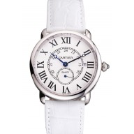 Knockoff Cartier Ronde Louis Cartier White Dial Stainless Steel Case White Leather Strap