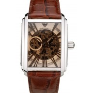 Knockoff Emporio Armani Meccanico Brown Leather Strap Open Dial 98255