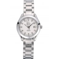 Luxury Knockoff Omega Seamaster Aqua Terra White Dial Diamond Numerals Stainless Steel Bracelet 622444