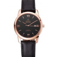 Omega Seamaster Master Co-Axial Black Dial Black Leather Bracelet 1453858