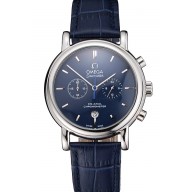 Omega Seamaster Vintage Chronograph Blue Dial Stainless Steel Case Blue Leather Strap