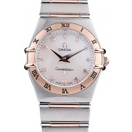 Omega Swiss Constellation Jewelry Rose Gold Case White Dial 98120