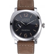 Panerai Luminor Marina Stainless Steel Bezel Khaki Leather Bracelet 622322