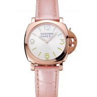 Panerai Radiomir White Dial Rose Gold Case Pink Leather Strap 1453802
