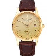 Patek Philippe Calatrava Gold Dial Gold Case Brown Leather Strap 622846