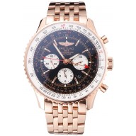 Replica Best Quality Swiss Breitling Navitimer Black Dial Rose Gold Case And Bracelet