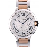 Replica Cartier Ballon Bleu 42mm White Dial Stainless Steel Case Two Tone Rose Gold Bracelet