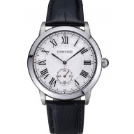 Replica Cartier Ronde Louis White Dial Black Leather Strap 621977