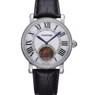 Replica Cartier Rotonde Flying Tourbillon Diamonds White Dial 621954