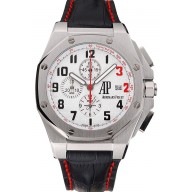 Replica Designer Audemars Piguet Royal Oak Offshore Shaquille O'Neal White Dial Stainless Steel Case Black Leather Strap