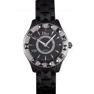 Replica Dior VIII Diamond Encrusted Black Bezel Black Bracelet cd09 621362