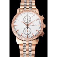 Replica High Quality Swiss Vacheron Constantin Patrimony Traditionnelle Chronograph White Dial Diamond Bezel Rose Gold Case Two Tone Bracelet 1453760