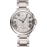 Replica Hot Swiss Cartier Ballon Bleu Two Timezone White Dial Stainless Steel Bracelet 1453879