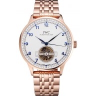 Replica IWC Portugieser Tourbillon White Dial Blue Numerals Rose Gold Case And Bracelet