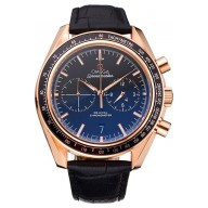 Replica Omega Speedmaster Black Dial Gold Case Black Leather Strap 622809