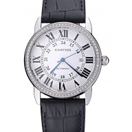 Replica Swiss Cartier Ronde Solo Stainless Steel Diamond Case White Dial Roman Numerals 622195