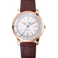 Swiss Girard-Perregaux 1966 Automatic White Dial Gold Case Brown Leather Strap