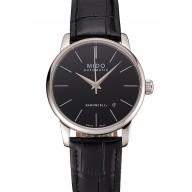Swiss Mido Baroncelli Black Dial Stainless Steel Case Black Leather Strap 1453839