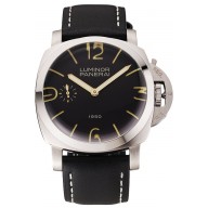 Swiss Panerai Luminor 1950 Black Dial Stainless Steel Case Black Leather Strap 1453853