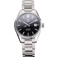 Swiss Tag Heuer Carrera Calibre 5 Black Dial Stainless Steel Case And Bracelet