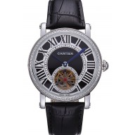 Top Cartier Rotonde Flying Tourbillon Diamonds Black Dial 621953