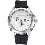 Top Porsche Design Indicator White Dial Steel Case Black Rubber Strap