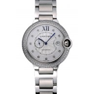 Top Swiss Cartier Ballon Bleu Diamond Case White Dial Stainless Steel Bracelet 622673