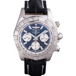 1:1 Imitation Swiss Breitling Chronomat Black Dial with Black Leather Band 621520