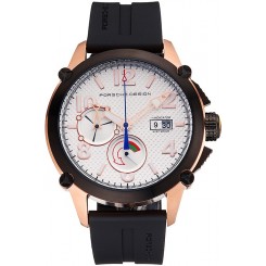 1:1 Porsche Design Indicator White Dial Gold Case Black Rubber Strap