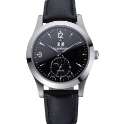 2016 Jaeger LeCoultre Master Black Dial Black Leather Band Stainless Steel Bezel 622079