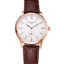 2016 Patek Philippe Calatrava White Dial Rose Gold Case Brown Leather Strap