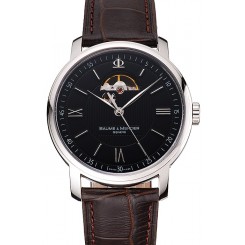 2016 Swiss Baume & Mercier Classima 8688 Black Dial Stainless Steel Case Brown Leather Strap