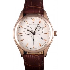 AAA Jaeger Lecoultre Master Gold Bezel Brown Leather Band 621611