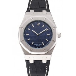 Audemars Piguet Royal Oak Fondation Blue Dial Stainless Steel Case Black Leather Strap